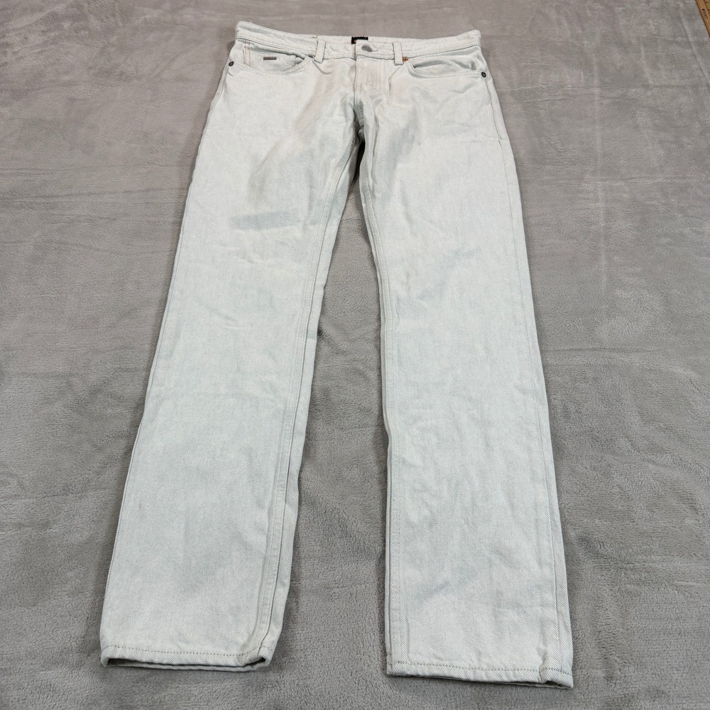 Hugo Boss Mens 32x30 Delaware Slim Fit Jeans Light Wash Candiani Italian Denim